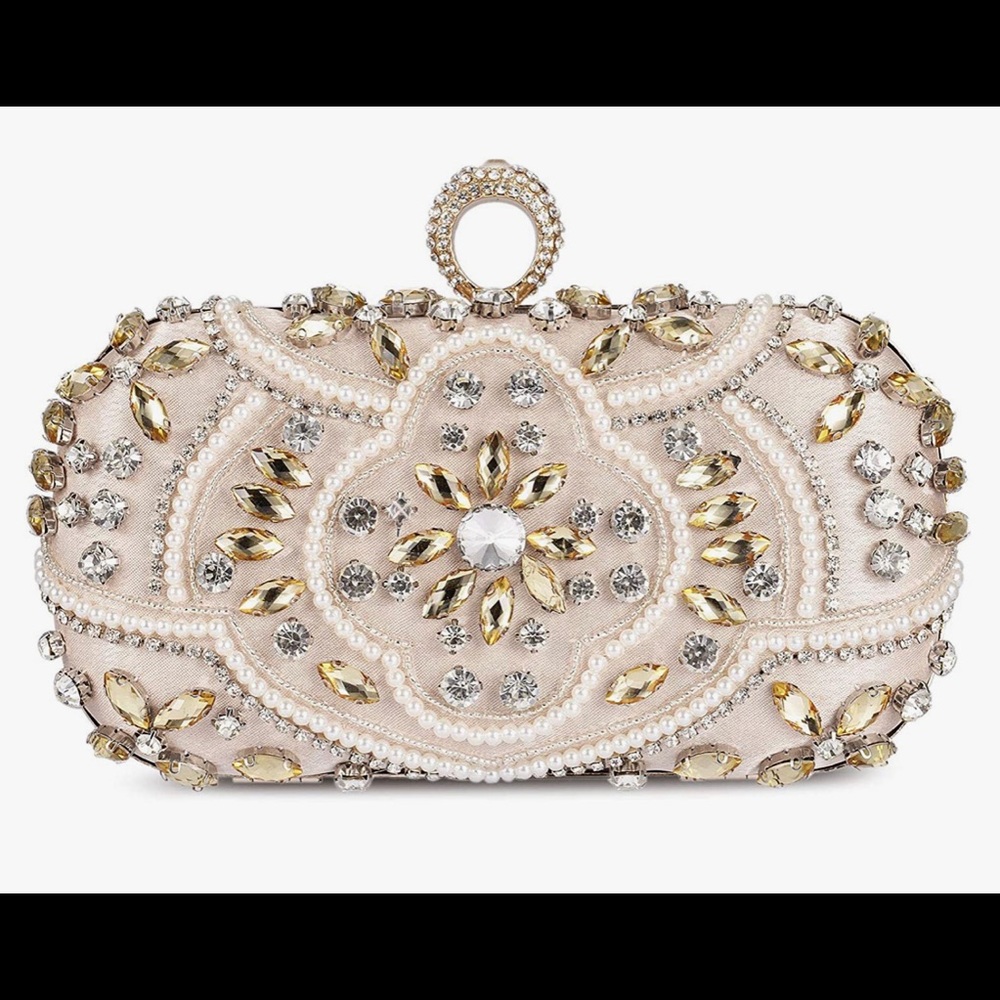 🔥 Womens Beaded Clutch Bag Fashion Diamond Evening Handbag